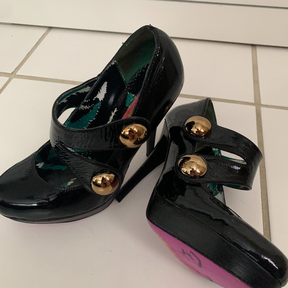 Betsey Johnson Black Patent Mary Jane High Heels
